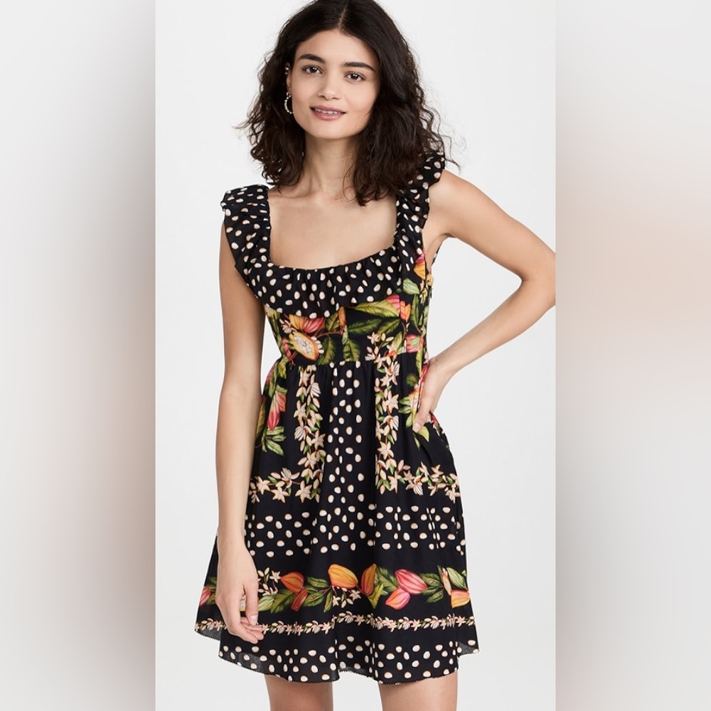 Farm Rio Cocoa Paradise Square Neck Mini Dress